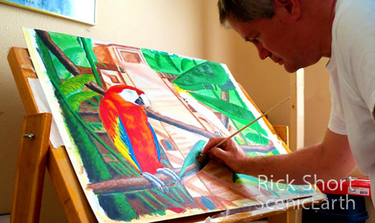 Artist Rick Short working on a new painting