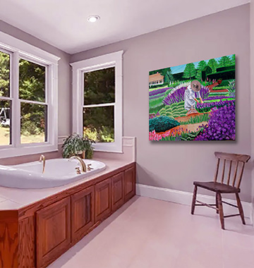 painting displayed on a wall in a room